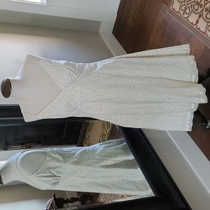 Romy Size Medium Off white Green Tiny Print Strap Dress